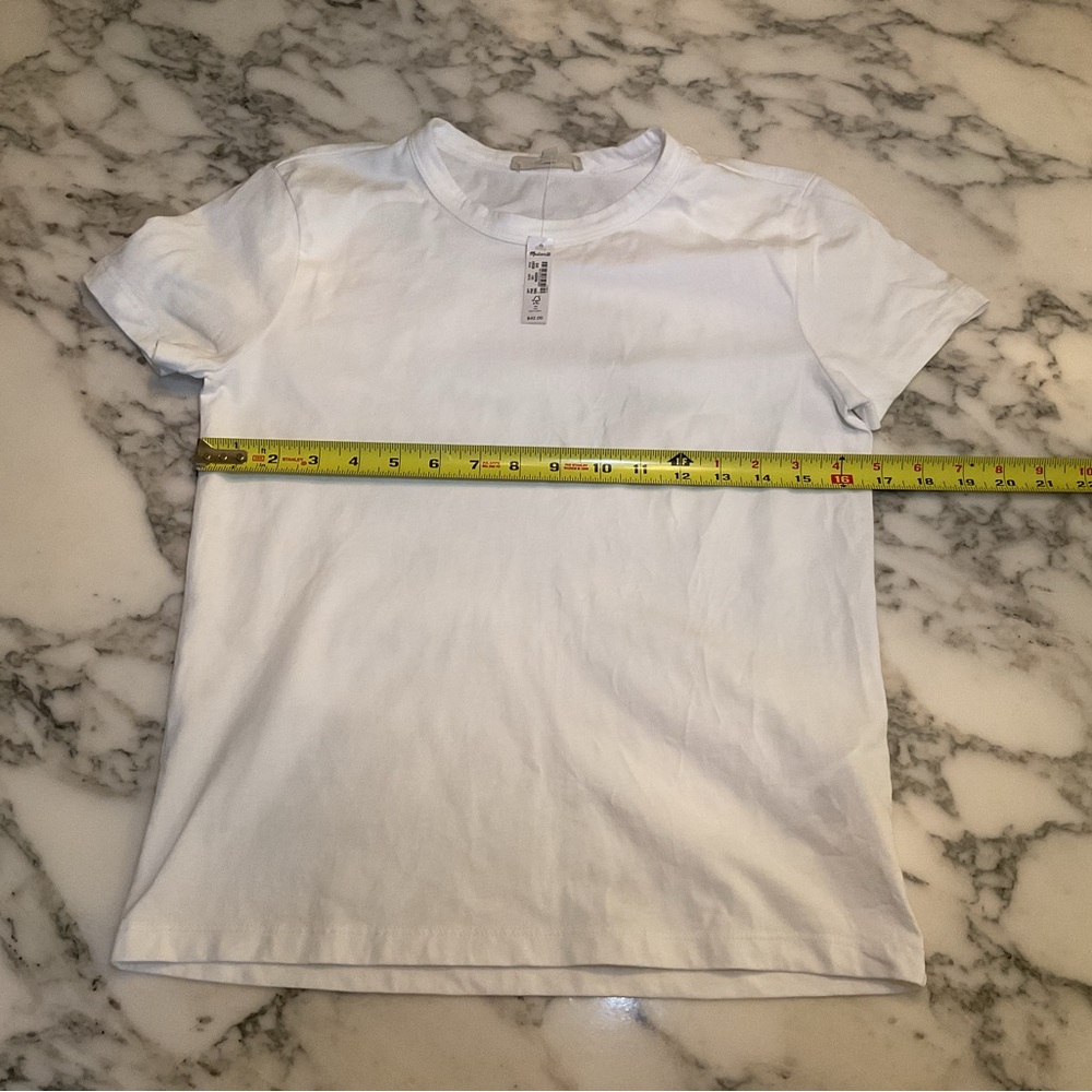 NWT Madewell Cotton Perfect Crewneck White TShirt pallet dust washed by hand - Picture 6 of 16